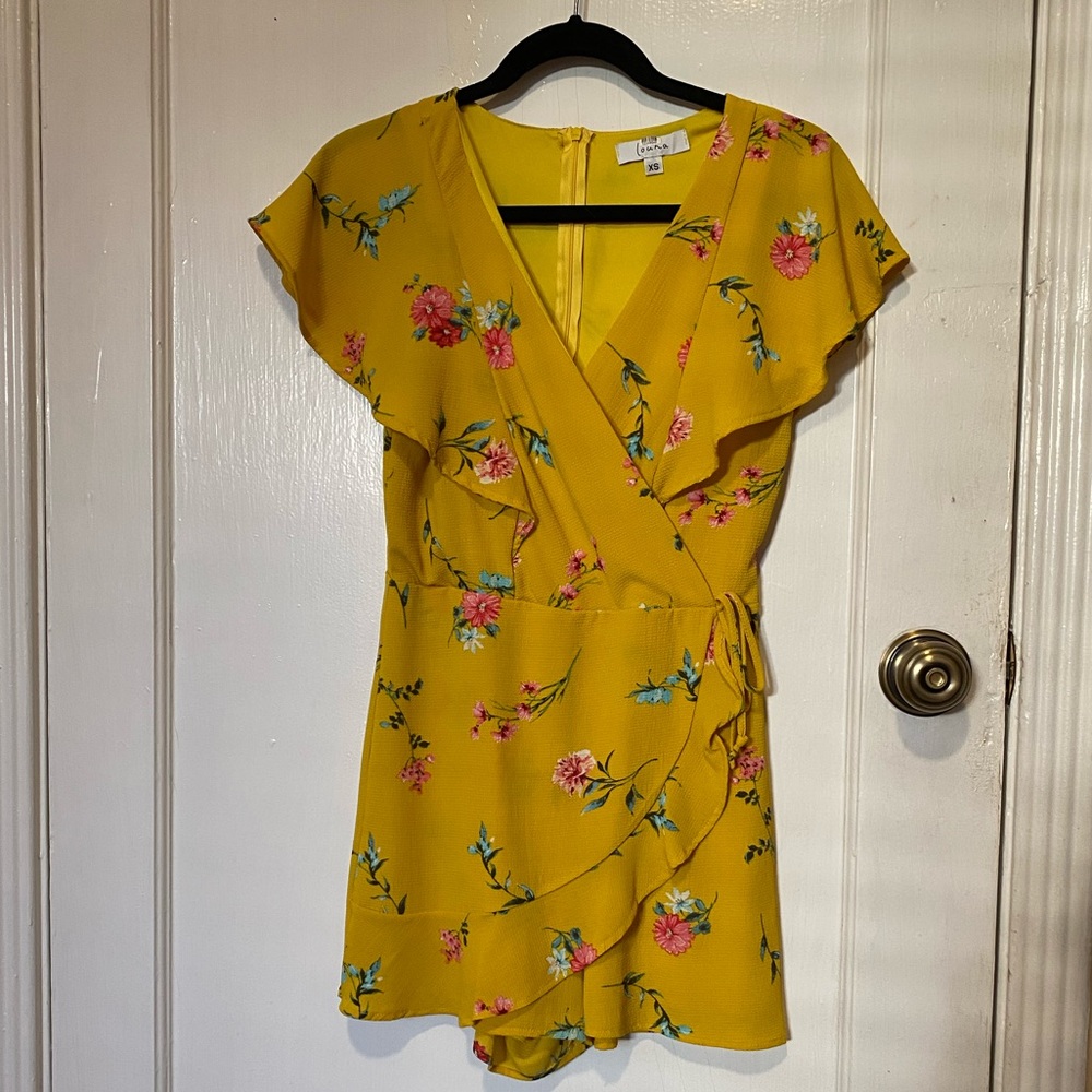 XS Bright yellow flower romper Louna